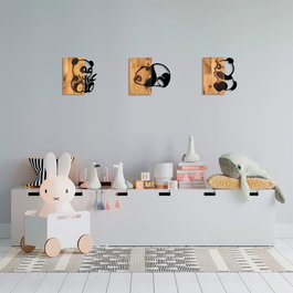 Wallity Pandas - 335 Escultura de pared en Negro y Nogal